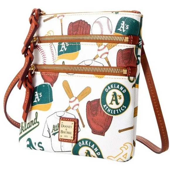 Dooney & Bourke Athletics Triple-Zip Crossbody Bag - White and Brown - Picture 2 of 11